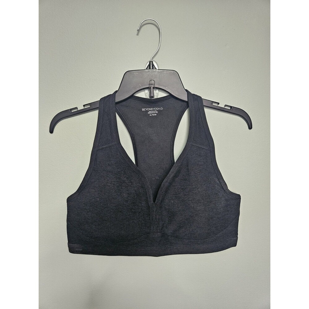 Beyond Yoga Spacedye Lift Your Spirits Sports Bra Large Heathered Black XL